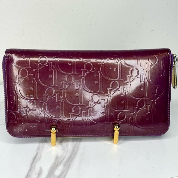 Christian Dior Patent Ultimate Voyageur Zip Around Wallet - Picture 1 of 12